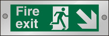 Fire Exit Sign Man Running with Down Right Arrow Self Adhesive Acrylic 10 x 30 cm