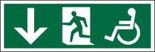 Fire Exit Sign Wheel Chair Down Arrow Plastic 15 x 45 cm