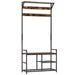 HOMCOM Storage Bench with Coat Rack with 9 Hooks Brown, Black