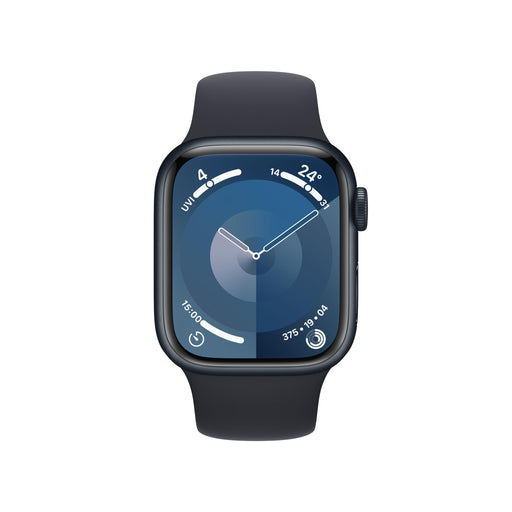 Apple Watch Series 9 (GPS) - 41 mm - midnight aluminium - smart watch with sport band - fluoroelastomer - midnight - band size: M/L - 64 GB - Wi-Fi, UWB, Bluetooth - 31.9 g