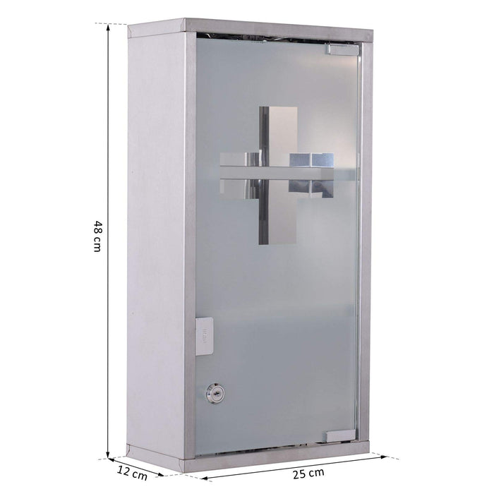 HOMCOM Medicine Cabinet 02-0546 Stainless Steel Silver 250 mm x 120 mm x 480 mm