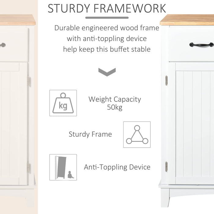 HOMCOM Storage Cabinet White Rubber Wood 400 x 940 mm