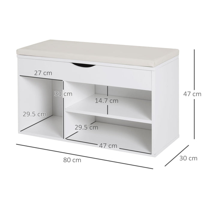 HOMCOM Shoe Cabinet 837-005V01 Particle Board White 300 mm x 800 mm x 470 mm