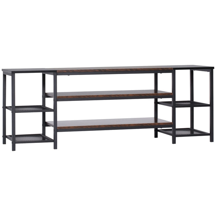 HOMCOM TV Stand Particle Board,Steel Black 140 x 40 x 50 cm
