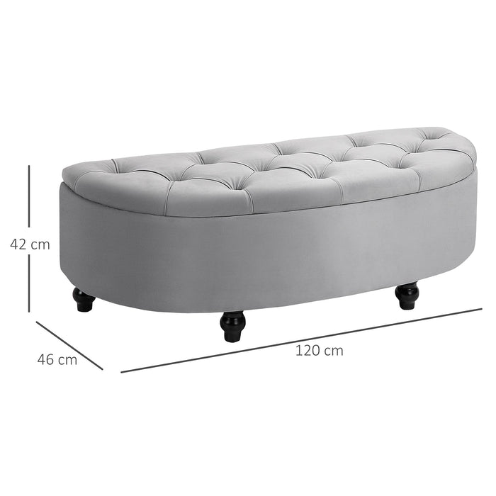 HOMCOM Semi Circle Bench with Rubberwood Legs Grey