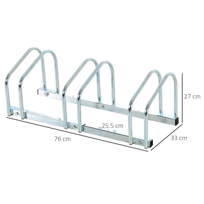 HOMCOM 6-Bike Floor Parking Stand-Silver