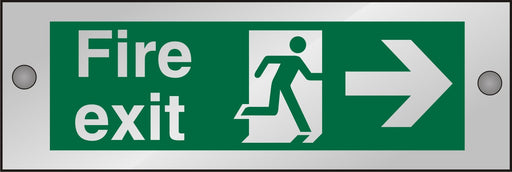 Fire Exit Sign Man Running with Right Arrow Self Adhesive Acrylic Green 10 x 30 cm