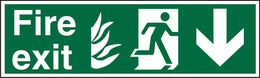 Fire Exit Sign with Down Arrow Plastic 20 x 60 cm