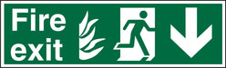 Fire Exit Sign with Down Arrow Vinyl 20 x 60 cm