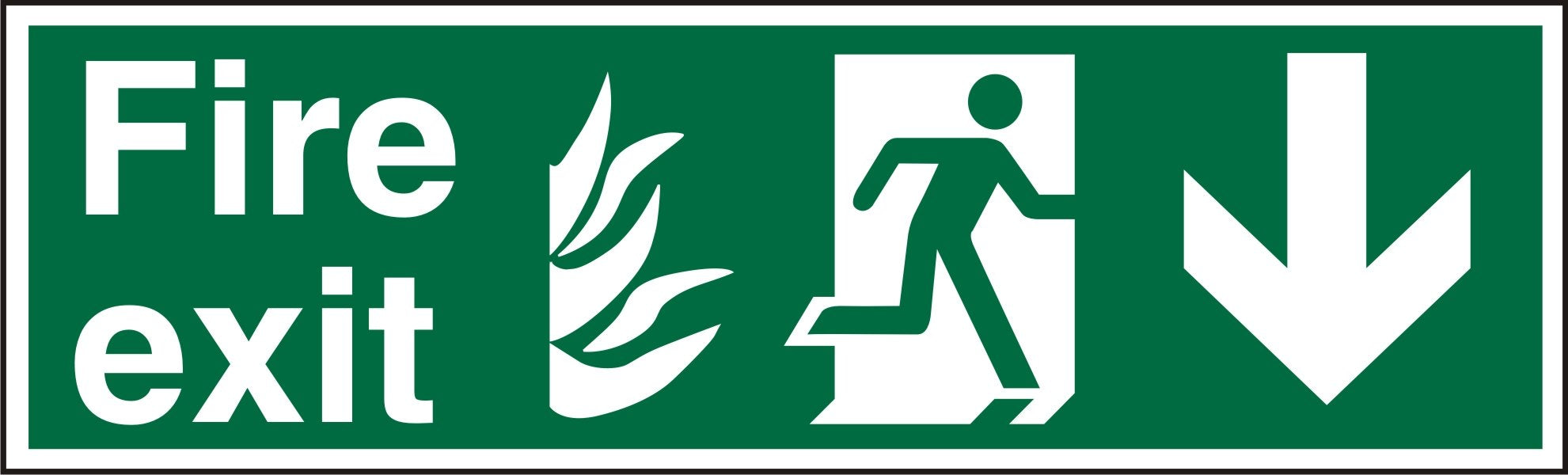 Fire Exit Sign with Down Arrow Vinyl 15 x 45 cm