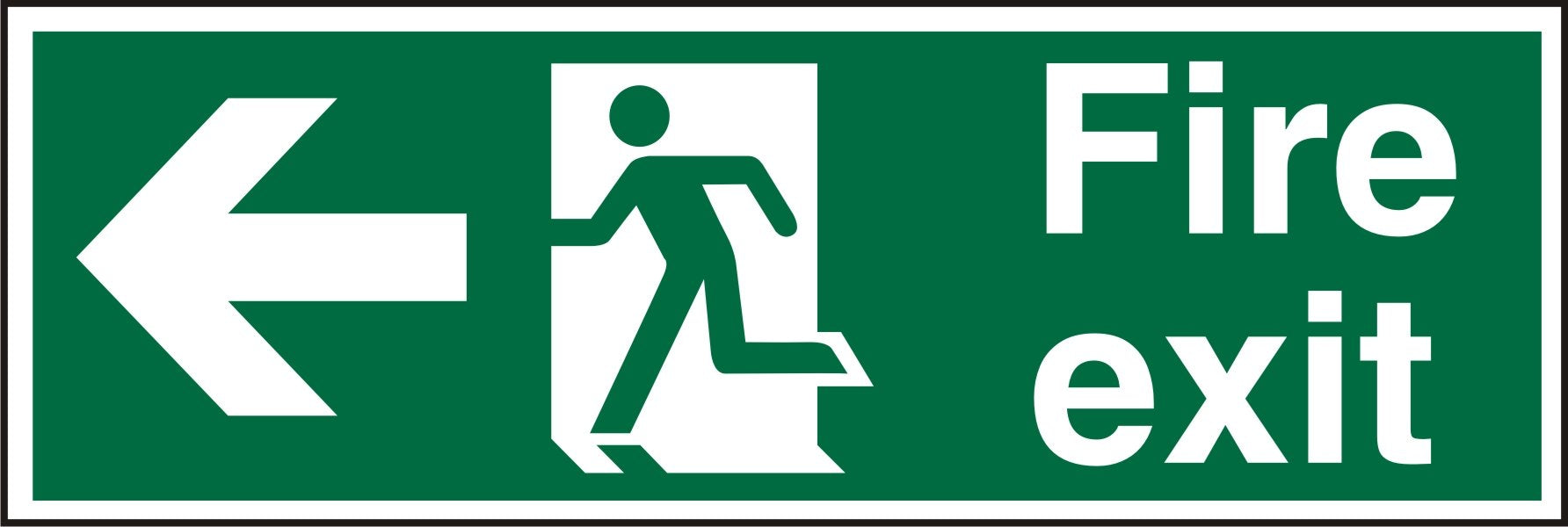 Fire Exit Sign Man Running with Left Arrow Acrylic Green, White 10 x 30 cm