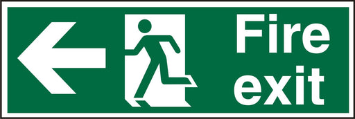 Fire Exit Sign Man Running with Left Arrow Acrylic Green, White 10 x 30 cm