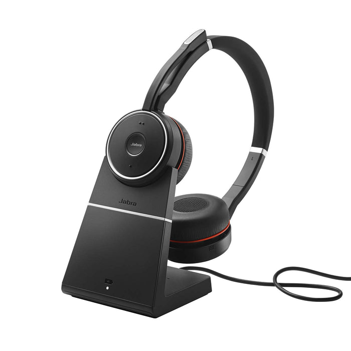 Jabra Evolve 75 SE MS Stereo - Headset - on-ear - Bluetooth - wireless - active noise cancelling - USB - with charging stand - Certified for Microsoft Teams - for LINK 380a MS