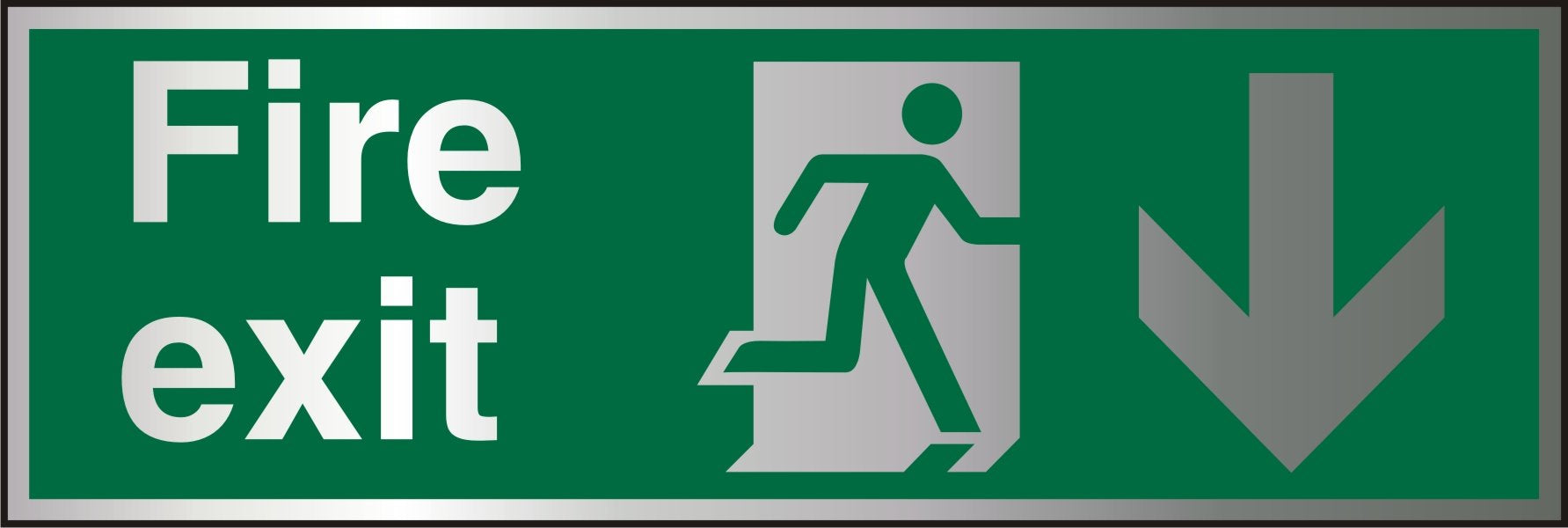 Fire Exit Sign Down Arrow Aluminium 15 x 45 cm