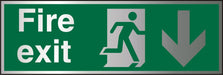 Fire Exit Sign Down Arrow Aluminium 15 x 45 cm