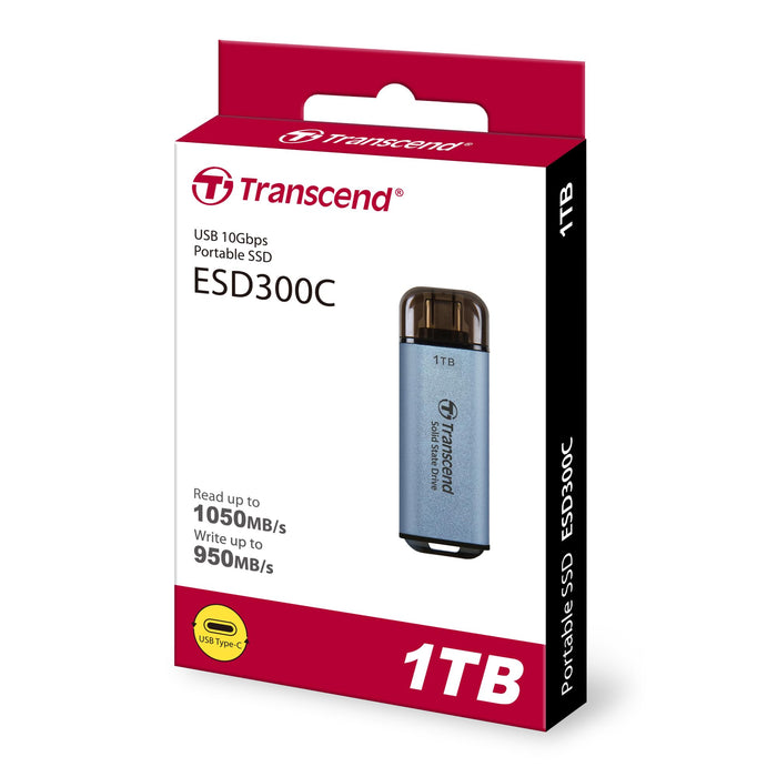 Transcend ESD300C - SSD - 1 TB - external (portable) - USB 3.2 Gen 2x1 (USB-C connector) - sky blue