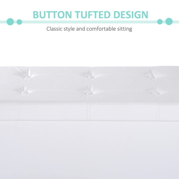 HOMCOM Folding Storage Ottoman Cream White