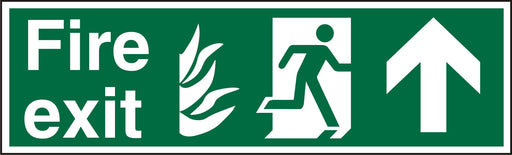 Fire Exit Sign with Up Arrow Self Adhesive Plastic 15 x 45 cm