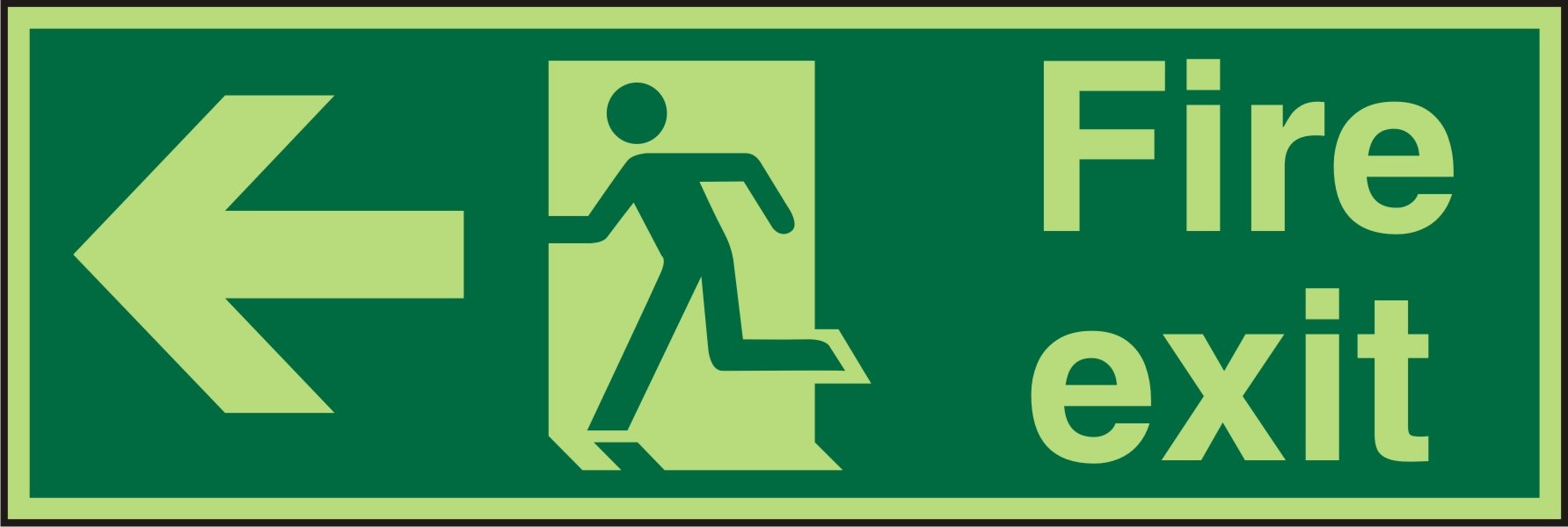 Fire Exit Sign Left Arrow Plastic Green 10 x 30 cm