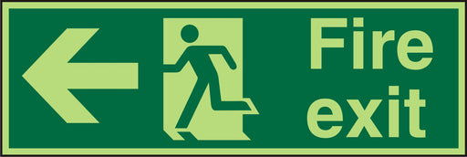 Fire Exit Sign Left Arrow Plastic Green 10 x 30 cm
