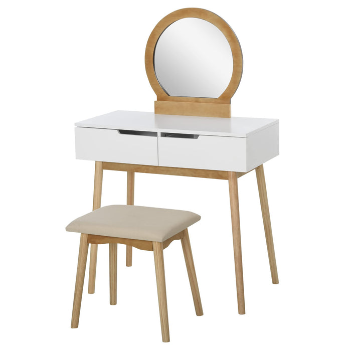 HOMCOM Dressing Table Set White Oak