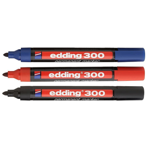 edding 300 Permanent Marker Medium Bullet 3 mm Assorted Refillable Pack of 3