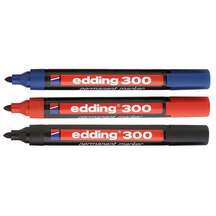 edding 300 Permanent Marker Medium Bullet 3 mm Assorted Refillable Pack of 3