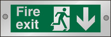 Fire Exit Sign with Down Arrow Self Adhesive Acrylic 10 x 30 cm