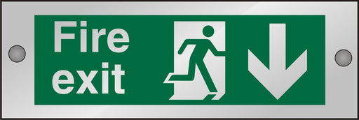 Fire Exit Sign with Down Arrow Self Adhesive Acrylic 10 x 30 cm