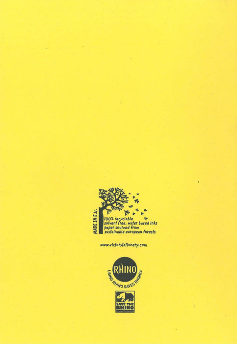 Rhino A4 Exercise Book 64 Page Feint Ruled 15mm With Plain Reverse Yellow (Pack 50) - VEX677-235-2
