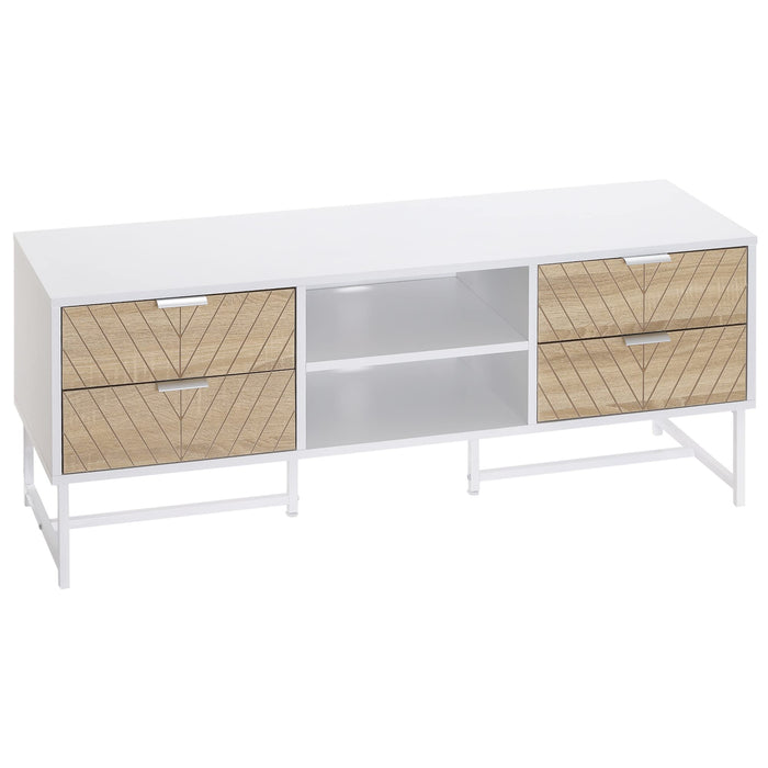 HOMCOM TV Stand Metal,Particle Board White 120 x 39 x 48 cm