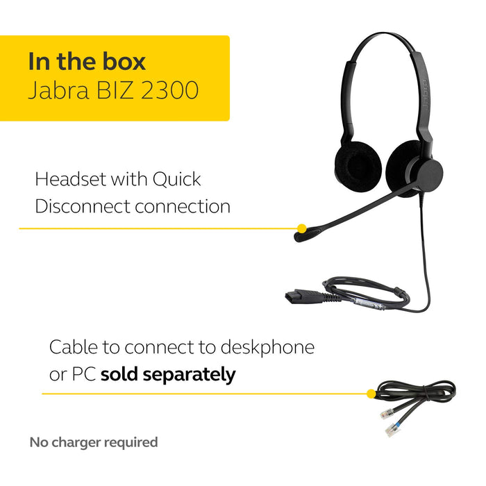 Jabra BIZ 2300 MS QD Duo - Headset - on-ear - wired - Quick Disconnect