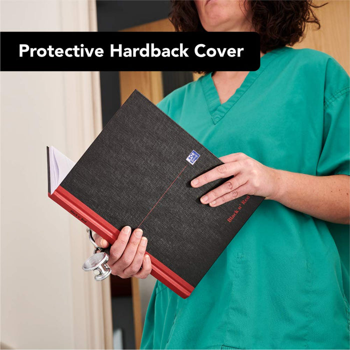 OXFORD Notebook Black n' Red A4 Ruled Casebound Cardboard Hardback Black, Red 192 Pages 96 Sheets Pack of 7