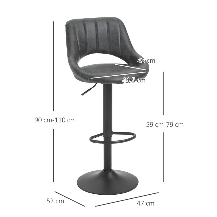 HOMCOM Bar Stool Leather Grey Pack of 2