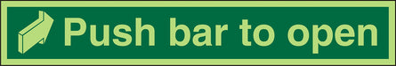 Exit Sign Push Bar To Open with Right Arrow Vinyl Green 10 x 60 cm