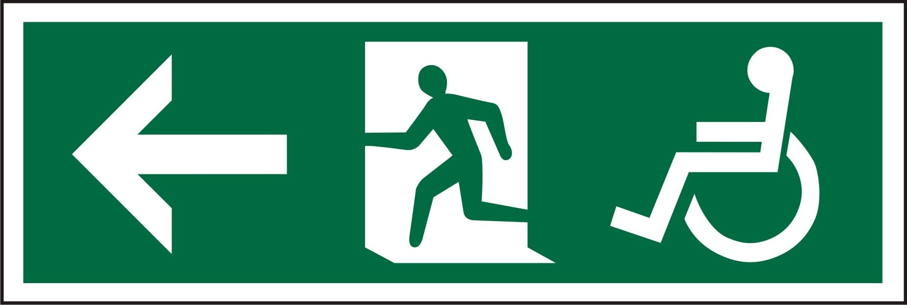 Fire Exit Sign Wheel Chair Left Arrow Plastic 15 x 45 cm