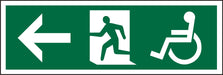 Fire Exit Sign Wheel Chair Left Arrow Plastic 15 x 45 cm