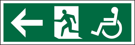 Fire Exit Sign Wheel Chair Left Arrow Plastic 15 x 45 cm