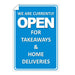 Trodat Window Sticker We are currently open for takeaways and home deliveries PVC 20 x 30 cm Pack of 3