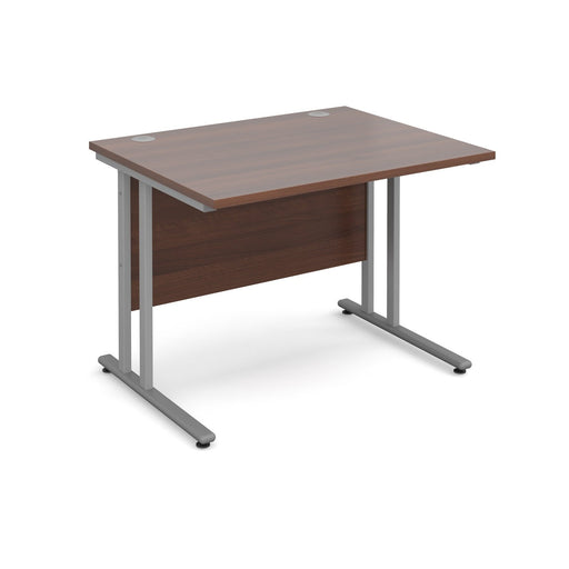 Rectangular Straight Desk with Cantilever Legs Walnut Wood Silver Maestro 25 1000 x 800 x 725mm