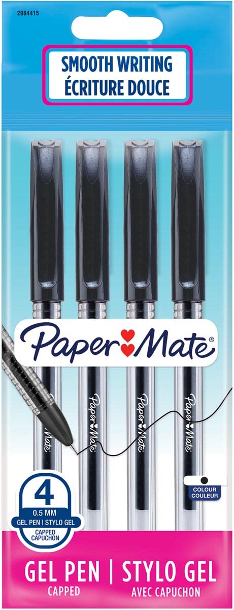 Papermate Jiffy 0.5 mm Gel Pen Needlepoint Black 2084415 Pack of 4