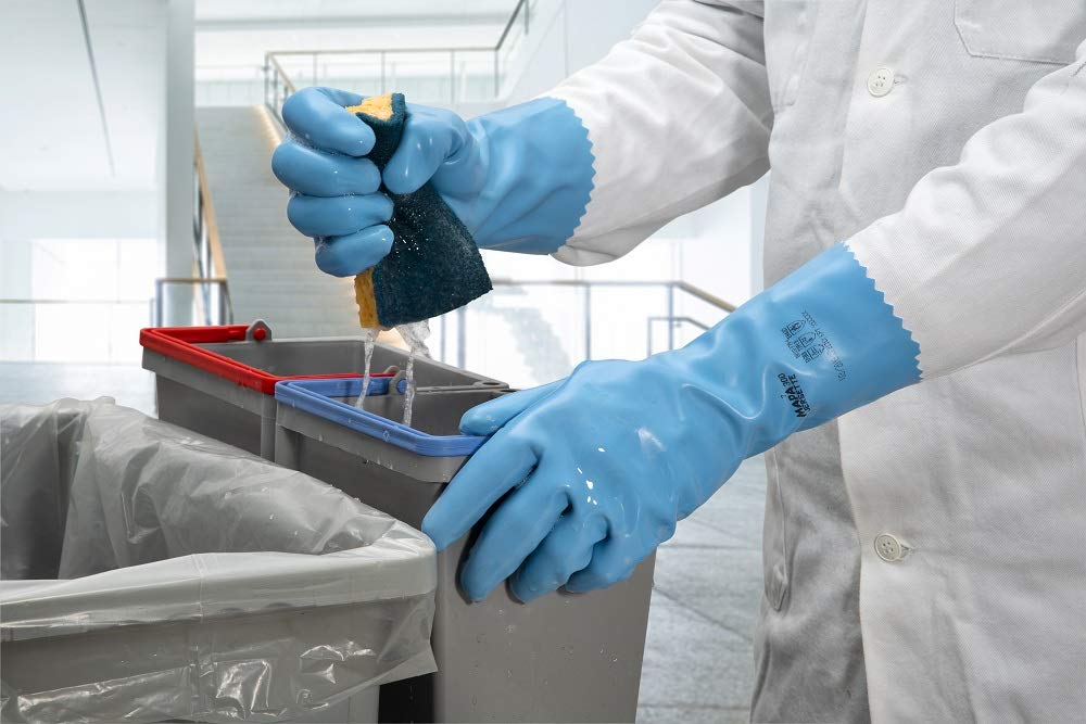 Mapa Professional Type B 300 Non-Disposable Chemical Gloves Latex Size 9 Blue