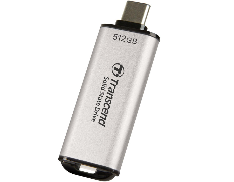 Transcend ESD310 - SSD - 512 GB - external (portable) - USB 3.2 Gen 2x1 (USB-C connector) - silver