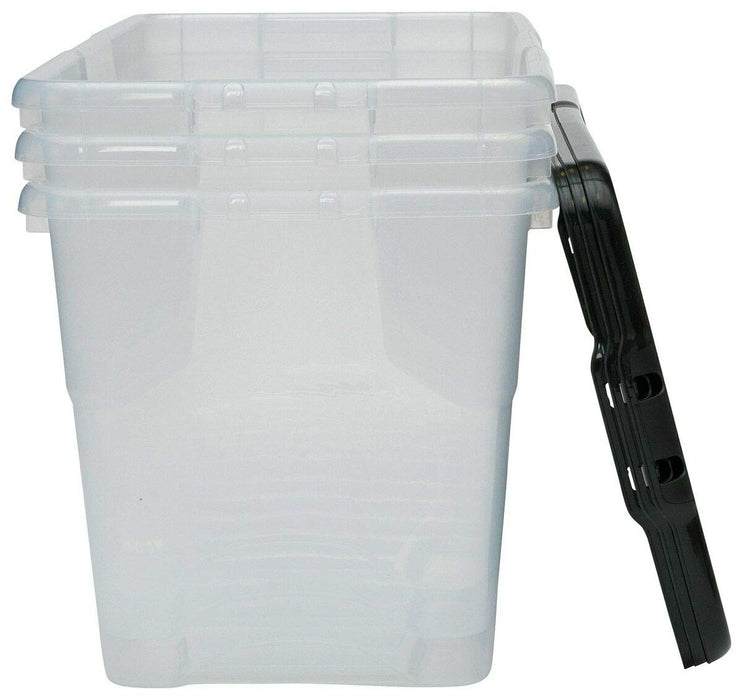 Storage Box XW207-CLR/BLK-EX 80 L Transparent Polypropylene 80 x 40 x 37 cm