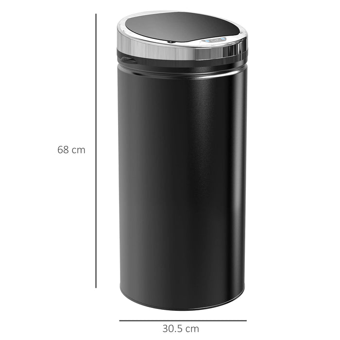 HOMCOM Trash Can Stainless Stell Black 30.5 x 68 cm