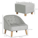 HOMCOM Sofa 310-062V70GY Eucalyptus Wood, Sponge, Dutch Velvet, PP 51 (W) x 51 (D) x 50 (H) mm Grey