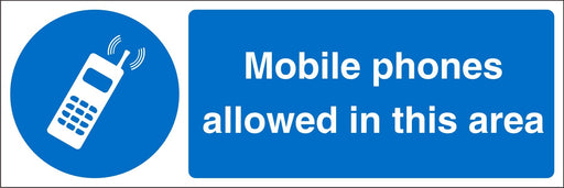 Mandatory Sign Mobiles Allowed PVC 20 x 60 cm