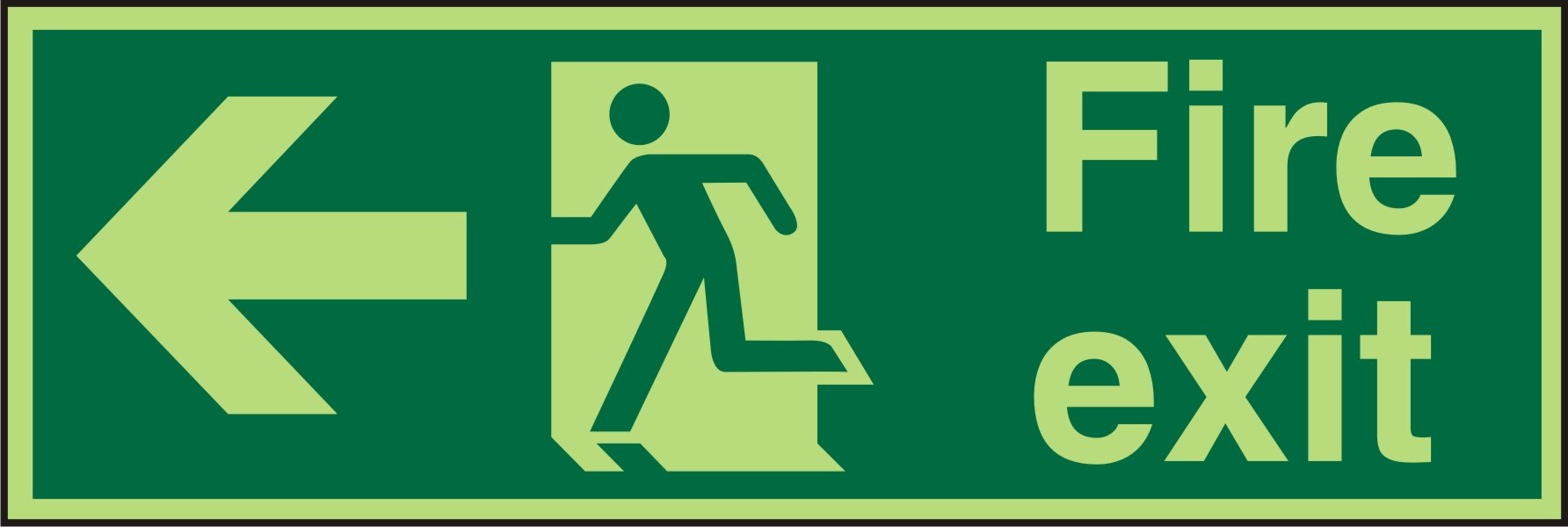 Fire Exit Sign Man Running with Left Arrow Self Adhesive Acrylic 10 x 30 cm