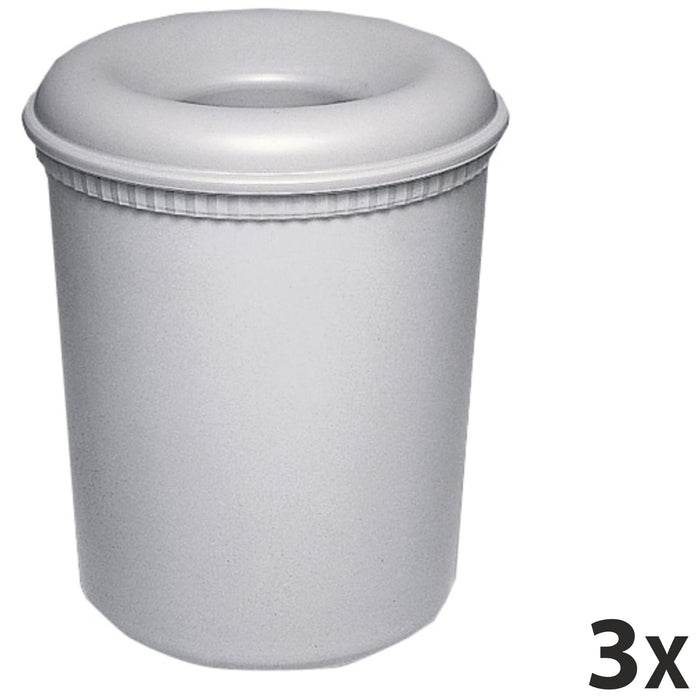 Exacompta Fire-Proof Waste Paper Bin 15L 35 cm Grey Pack of 3