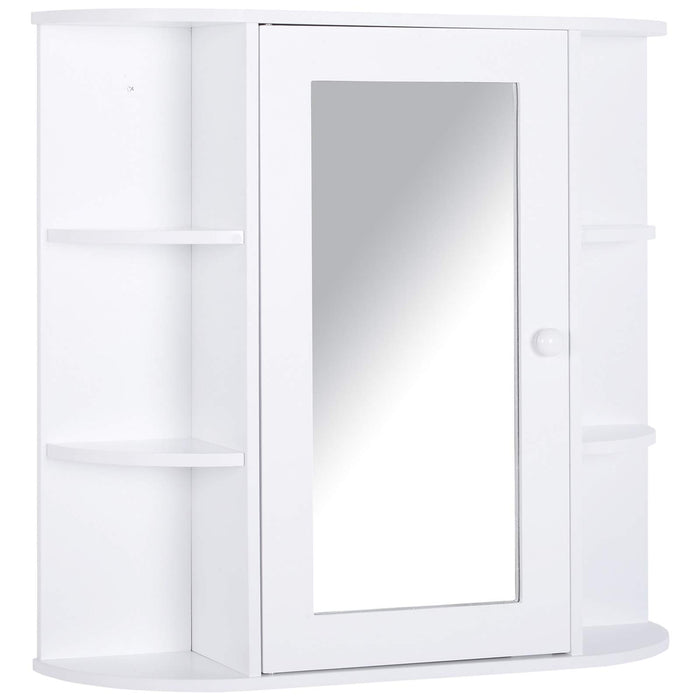 HOMCOM Mirror Cabinet Glass,MDF (Medium-Density Fibreboard) White 66 x 17 x 63 cm